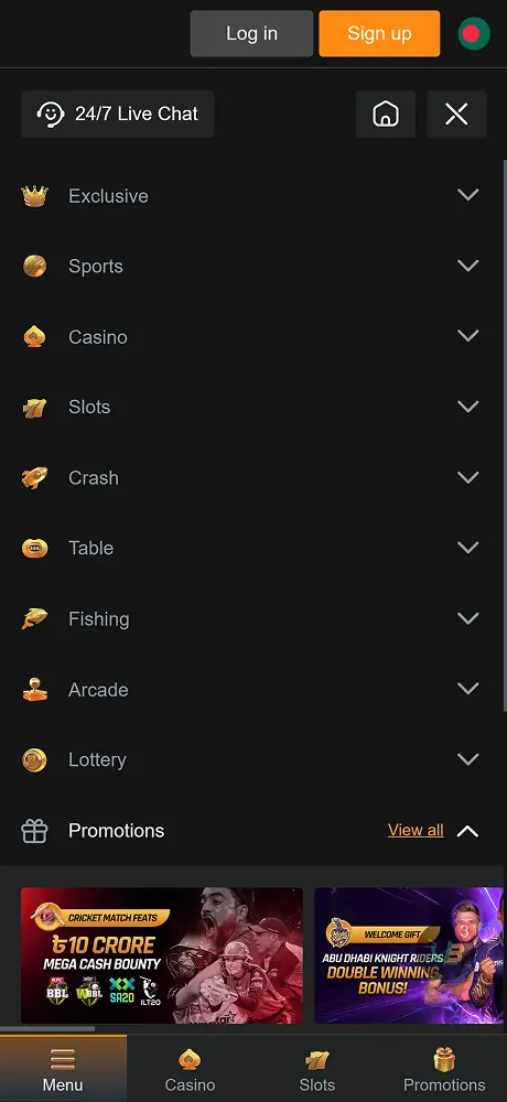 jeetbuzz app screenshot menu