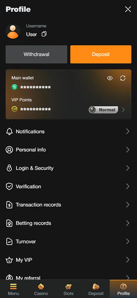 jeetbuzz app screenshot profile